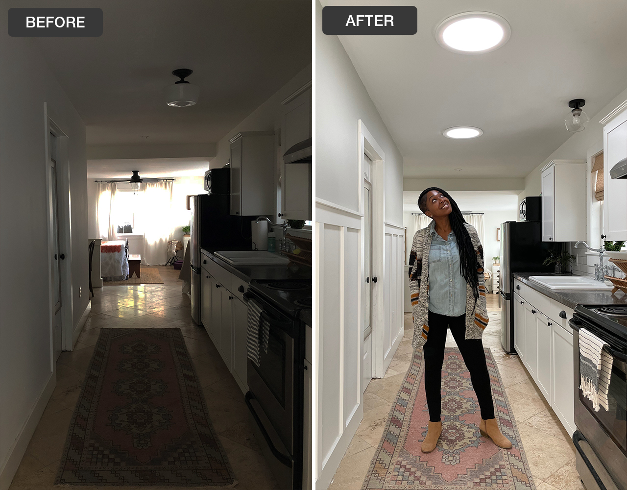 Kay-Kitchen-Remodel-with-Solatubes-Before-and-After Natural Daylighting by SolBright Skylights