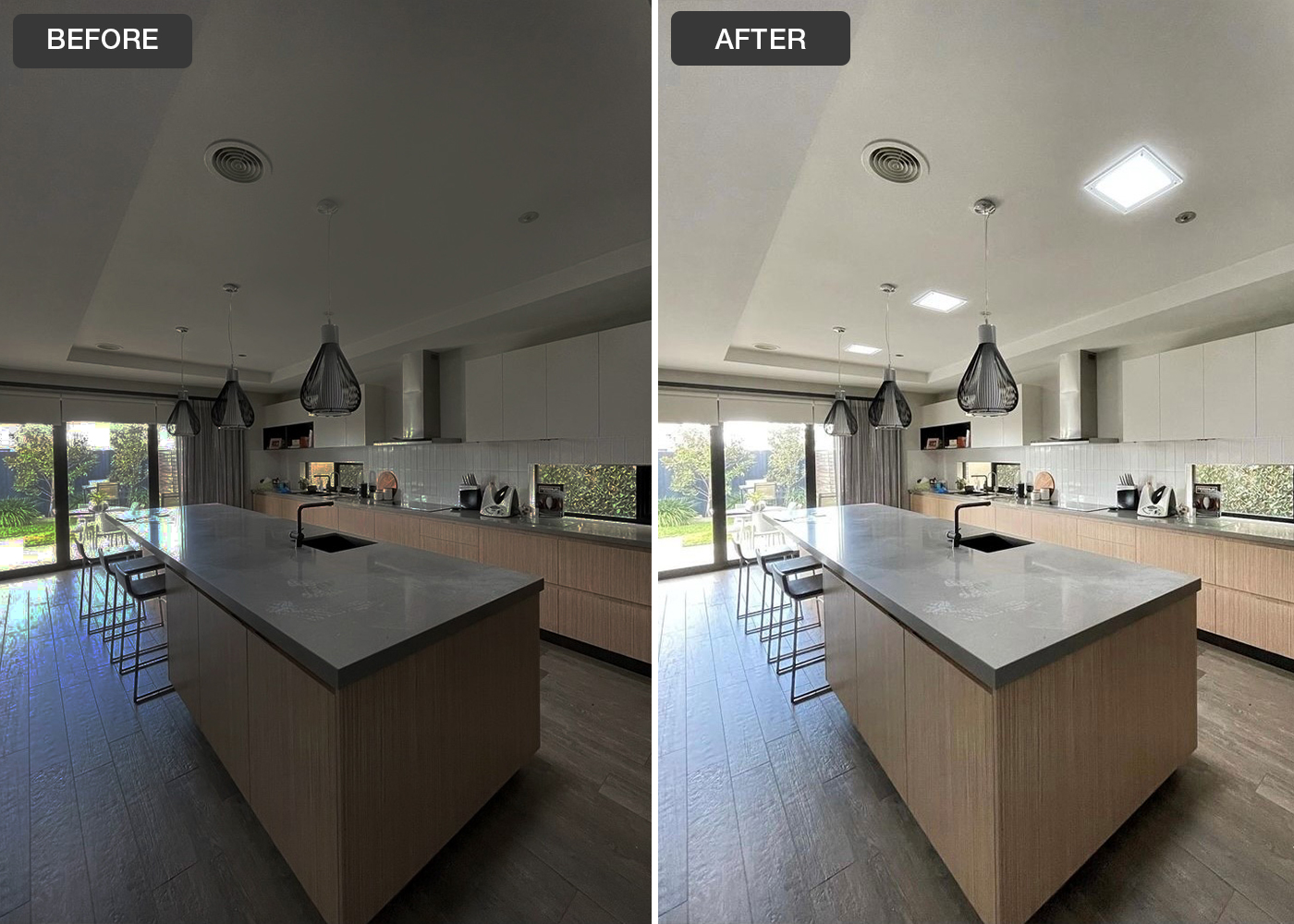 Kitchen-Remodel-with-Solatube-Before-and-After Natural Daylighting by SolBright Skylights